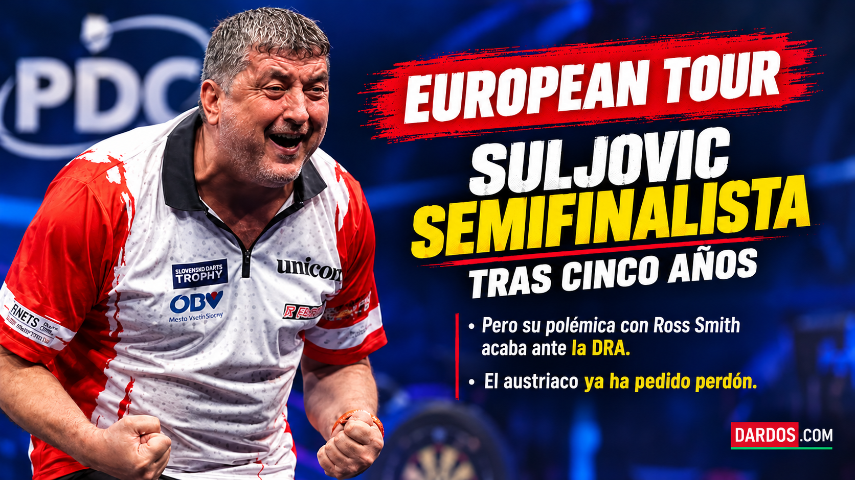 Suljovic, semifinal tras 5 años y polémica con Ross Smith